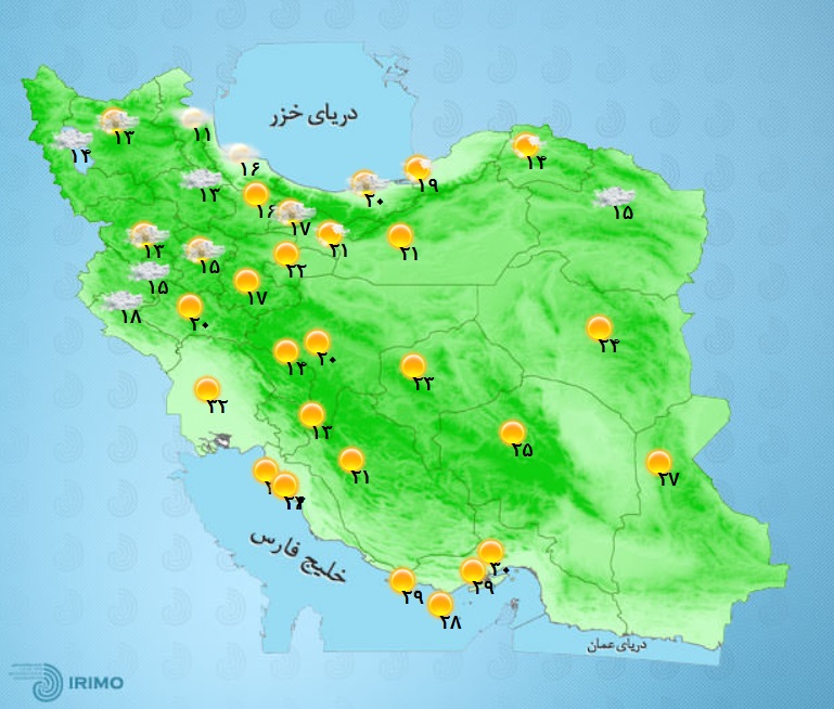 وضعیت آب و هوا، امروز ۲۰ اردیبهشت ۱۴۰۱ / رگبار باران، رعد و برق و وزش باد در اغلب مناطق کشور