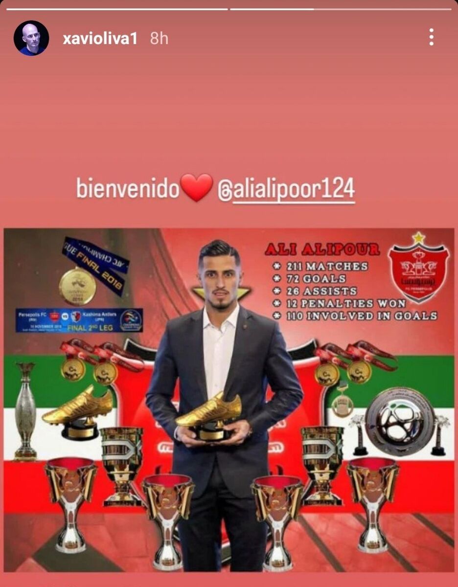 خوشآمدگویی مربی پرسپولیس به علی علیپور +عکس