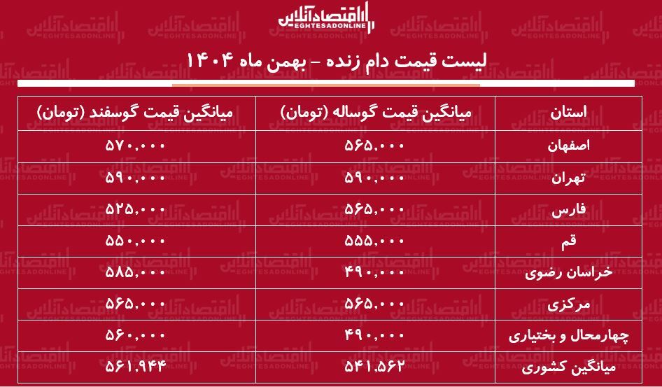 قیمت جدید دام زنده امروز ۲۵ بهمن ۱۴۰۴ / گوسفند زنده کیلویی چند شد؟ + جدول قیمت جدید دام زنده امروز ۲۵ بهمن ۱۴۰۴ / گوسفند زنده کیلویی چند شد؟ + جدول