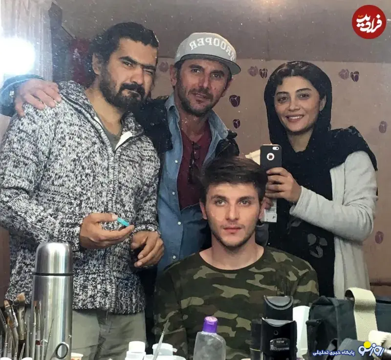 امین حیایی و پسرش دارا در اتاق گریم فیلم شعلهور امین حیایی و پسرش دارا در اتاق گریم فیلم شعلهور