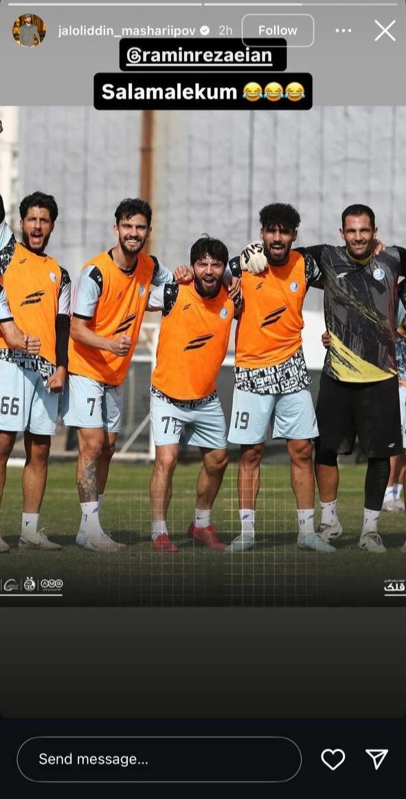 دیسبک رامین رضاییان به ماشاریپوف در تمرین استقلال +عکس